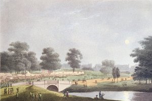 1814年8月1日马修·杜博（Matthew Dubourg）雕刻的海德公园博览会（彩色雕刻）