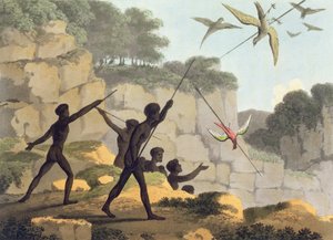 投掷矛，原住民来自新南威尔士州的狩猎鸟，由Matthew Dubourg（1813-1820）酒吧雕刻。 1813