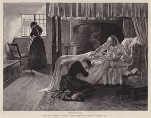 宽恕，约翰·H·培根 (John H Bacon) 的画作于 1891 年在皇家学院展出（石版画） 作者 约翰·亨利·弗雷德里克（以下）培根