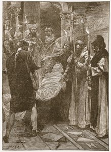 肯特郡艾瑟伯特国王的葬礼，插图来自《英格兰教会》。H.D.M. Spence-Jones的《英格兰教会：人民的历史》，约1910年出版（平版）（深褐色照片）。 作者 约翰·亨利·弗雷德里克·培根