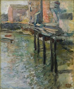 废弃的码头Cos Cob的老磨坊，约1900-1902年。 作者 约翰·亨利·特瓦特曼