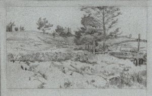 有石墙的风景（田野素描） 作者 约翰·亨利·特瓦特曼