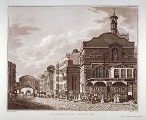 舰队街从西部的圣邓斯坦到圣殿酒吧，伦敦市，1802年 作者 约瑟夫·康斯坦丁·斯塔德勒