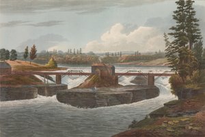 Glenns Falls No. 6 of The Hudson River Portfolio, 1822。 作者 约翰·希尔