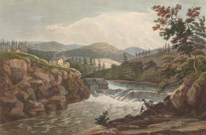 1822-23年哈德逊河作品集的卢泽恩小瀑布第1号。 作者 约翰·希尔