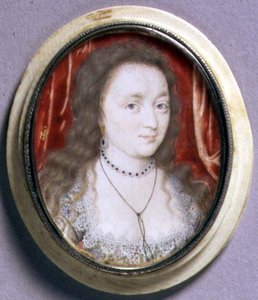 塞西莉亚-纳维尔夫人的微型肖像，约1615-20年（牛皮纸上的水彩）。