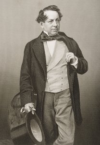 约翰·鲍德温·巴克斯通（John Baldwin Buckstone，1802-79）由DJ Pound在1860年伦敦出版的“知名人物绘画室”第2卷上的一张照片上刻下 作者 约翰·贾比斯（John Jabez）Edwin Paisley Mayall