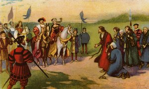 1541 年，亨利八世国王和凯瑟琳-霍华德在 "恩典朝圣 "之后抵达约克（彩虹摄 影）。 作者 约翰·杰利科