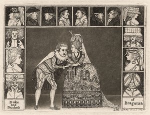 Mary Ann Yates和Laurence Clinch在Braganz的公爵和公爵夫人中扮演由观众围成的人。 1785 作者 约翰·凯