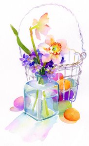蛋花篮，2014年，（水彩）