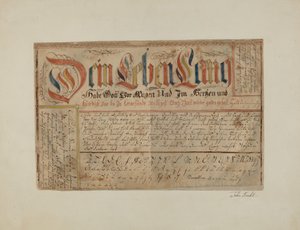 Fractur照明书写，约1937年。 作者 约翰·科尔