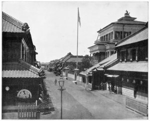 街在日本东京，十九世纪末期。