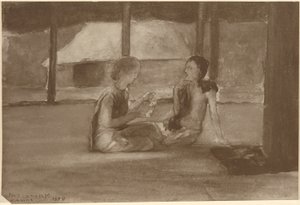 萨摩亚小屋中的女孩 作者 约翰·拉法格