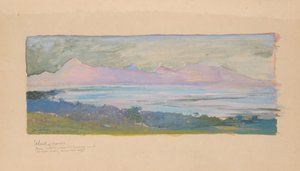 1891年1月，从塔希提岛眺望海峡对面的摩瑞岛，1891年。 作者 约翰·拉法格