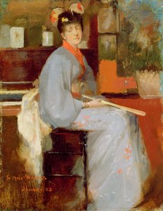 日本服饰的女人，1883年 作者 约翰·拉维里