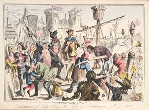 公元1415年，在南安普敦登上亨利五世，来自英国漫画史上的酒吧。 1864年（手工彩色蚀刻） 作者 约翰·里奇