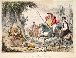 亨利八世僧侣狩猎，来自英国漫画史，酒吧。 1864年（手工彩色蚀刻）