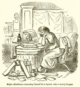 Scipio Aemilianus在丰盛的晚餐后忙于演讲