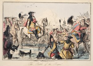 博恩之战，来自英国漫画史，酒吧。 1864年（手工彩色蚀刻）