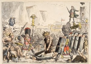 来自英国漫画史上的朱利叶斯凯撒的登陆，酒吧。 1864年（手工彩色蚀刻） 作者 约翰·里奇