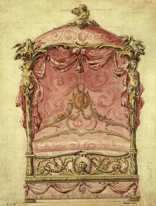 英国大床的设计，约1760年 作者 约翰·林内尔