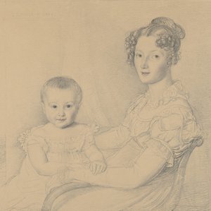一个母亲和孩子的肖像，1823年。 作者 约翰·林内尔