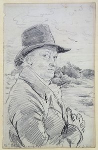 威廉布莱克戴着帽子，（铭文：Wm Blake at Hampstead）c.1825（铅笔）