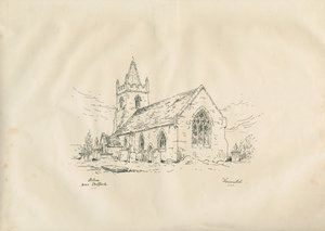 Acton Trussell Church：钢笔和墨石版画，nd [？19th cent] 作者 约翰·路易斯·佩蒂特