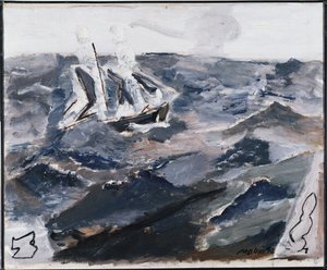 海与船（布面油画） 作者 约翰·马林