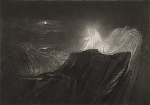天使守护天堂在夜间，c.1827（mezzotint） 作者 约翰·马丁