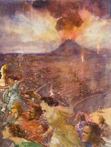 维苏威火山喷发（水粉画纸）