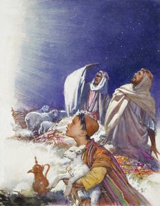圣诞故事：牧羊人的故事（纸上水粉画）