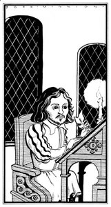Thomas Tallis - 坐在写字台前的漫画 - 英国作曲家 - 1505 年 1 月 30 日 - 1585 年 11 月 23 日 作者 约翰·明尼恩