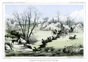 1854年1月6日，穿越黑尔盖特河。 作者 约翰·史密斯（John Mix Stanley）