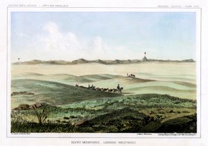 洛矶山脉，向西看，美国，1856年。 作者 约翰·史密斯（John Mix Stanley）