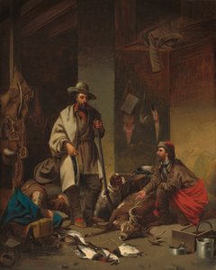 捕猎者的小屋》，1858年。 作者 约翰·史密斯（John Mix Stanley）