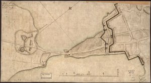 (颈部 "和防御工事的平面图）6 月 30 日递交给 H.E. Gl.盖奇，6 月 30 日。1775.-J.M. LOC gm71000918