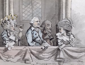 1787年威斯敏斯特教堂汉德尔纪念馆的观众讽刺漫画（水墨画和水彩画）