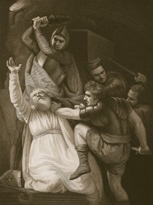 贝克特的死亡，由J.Stowe雕刻，David Hume的“英国历史”的插图，酒吧。作者：R. Bowyer，伦敦，1812年
