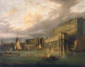 从河边看萨默塞特宫和阿德尔菲》，约1825年 作者 约翰·保罗