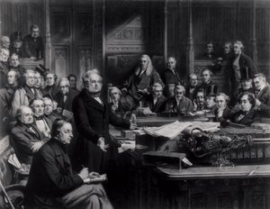 1860年的下议院：帕默斯顿勋爵在法国与法国的辩论中向众议院发表讲话，1863年由法尔克纳镌刻（另见42219和107821） 作者 约翰·菲利普