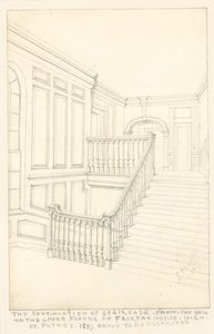 1887年，费特福克斯大厦，高街，普特尼的楼梯，从大厅到高层的延续 作者 约翰·菲利普·埃姆斯利