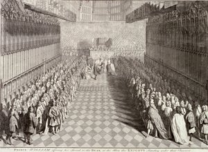 威廉三世在伦敦威斯敏斯特教堂的加冕仪式，1689年，约1689年