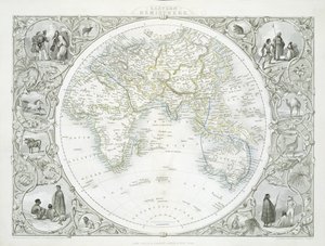 东半球，来自John Tallis und Co.，New York und London，1850年代出版的世界地图系列