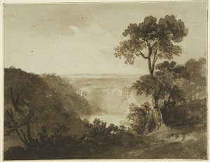 来自克利夫顿山的景色，约1820年（纸上铅笔和水彩）。