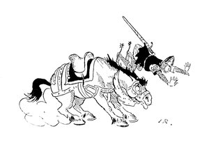 诺曼骑士从他的马上掉下来