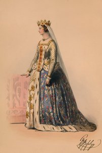 1842年5月12日，穿着维多利亚女王装扮成女王服装的嘉宾。