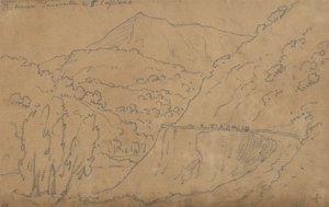 上图：Tavernelle和Capriano之间；下图：Lago di Bolsena（石墨画在纸上）。