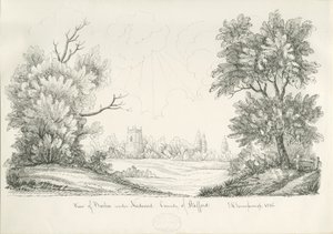 Needton Village下的Barton：钢笔和墨水素描，1836年 作者 约翰·罗伯特·弗尼霍夫