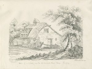 鲁格利 - Old Cannock Wood Forges 附近的小屋：钢笔画 作者 约翰·罗伯特·弗尼霍夫